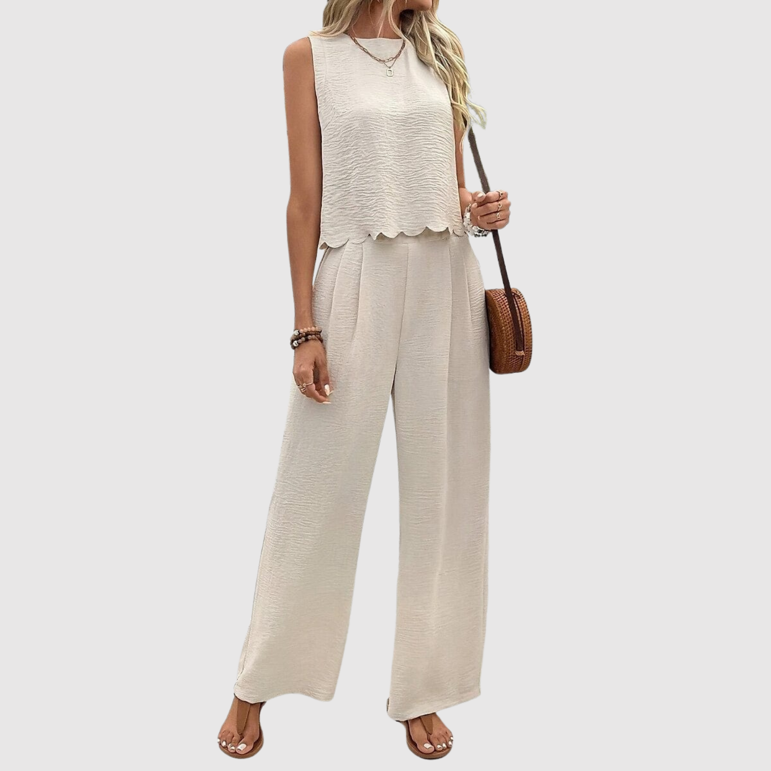 Natálie – Elegancki zestaw z luźnymi spodniami