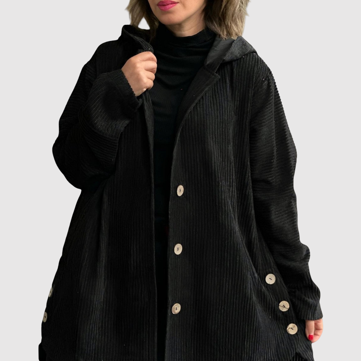 Jelena – Długi płaszcz z welurowym wzorem