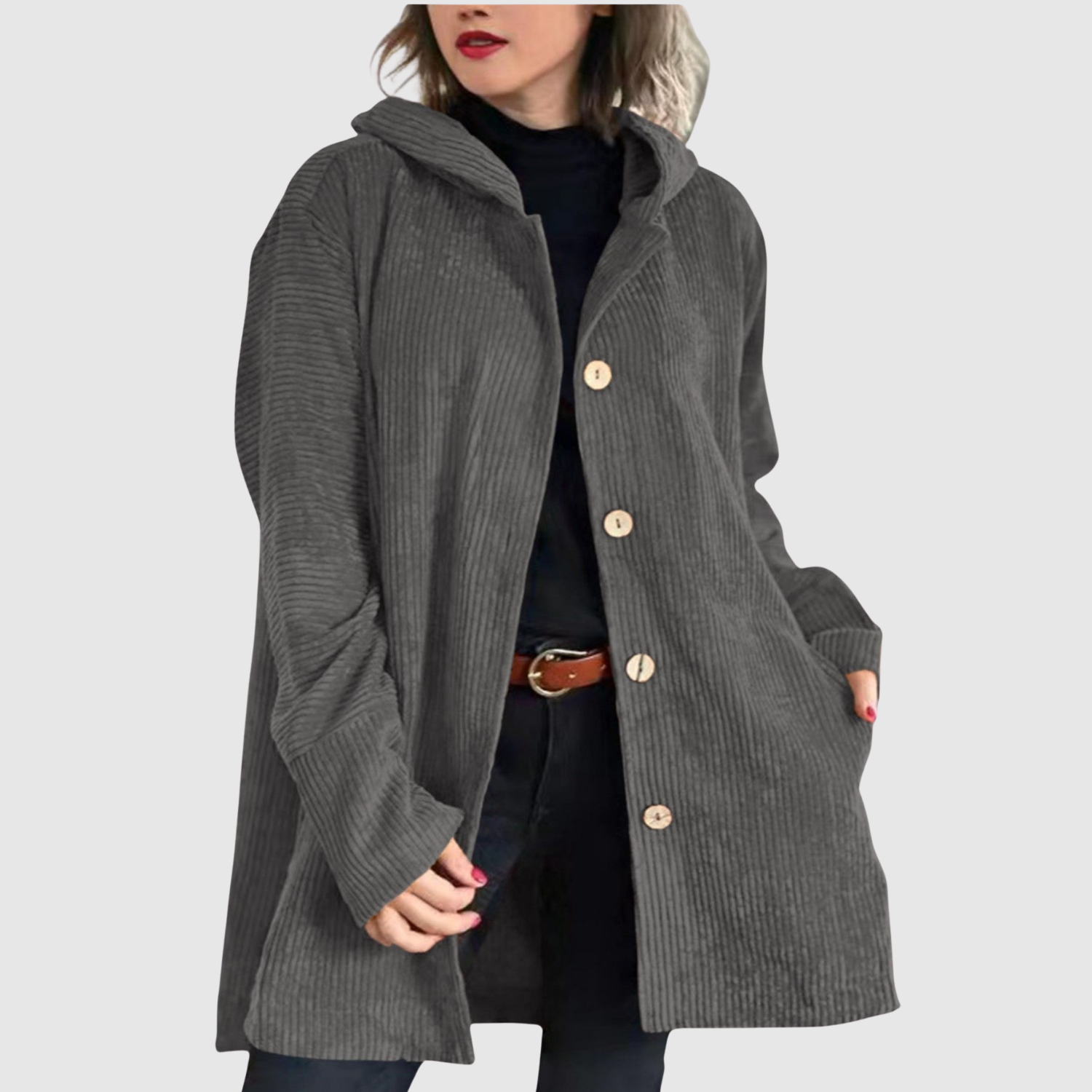 Jelena – Długi płaszcz z welurowym wzorem