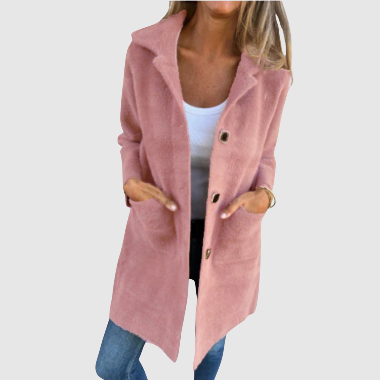 Jelena – Długi płaszcz z klasycznymi guzikami