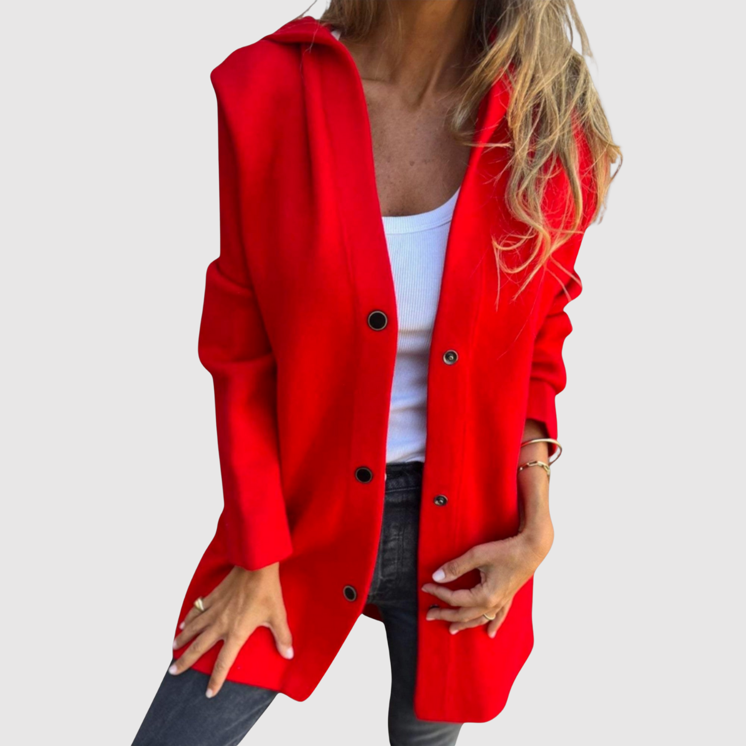 Jelena – Lekka marynarka z plecionym wyglądem i guzikami