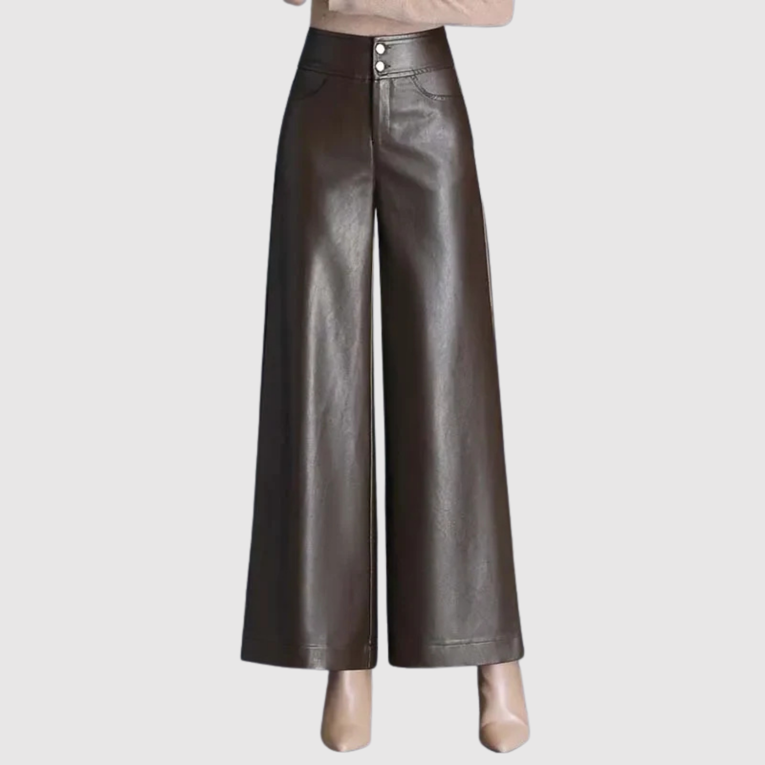 Mira – Spodnie ze skórzanego materiału i szerokim krojem