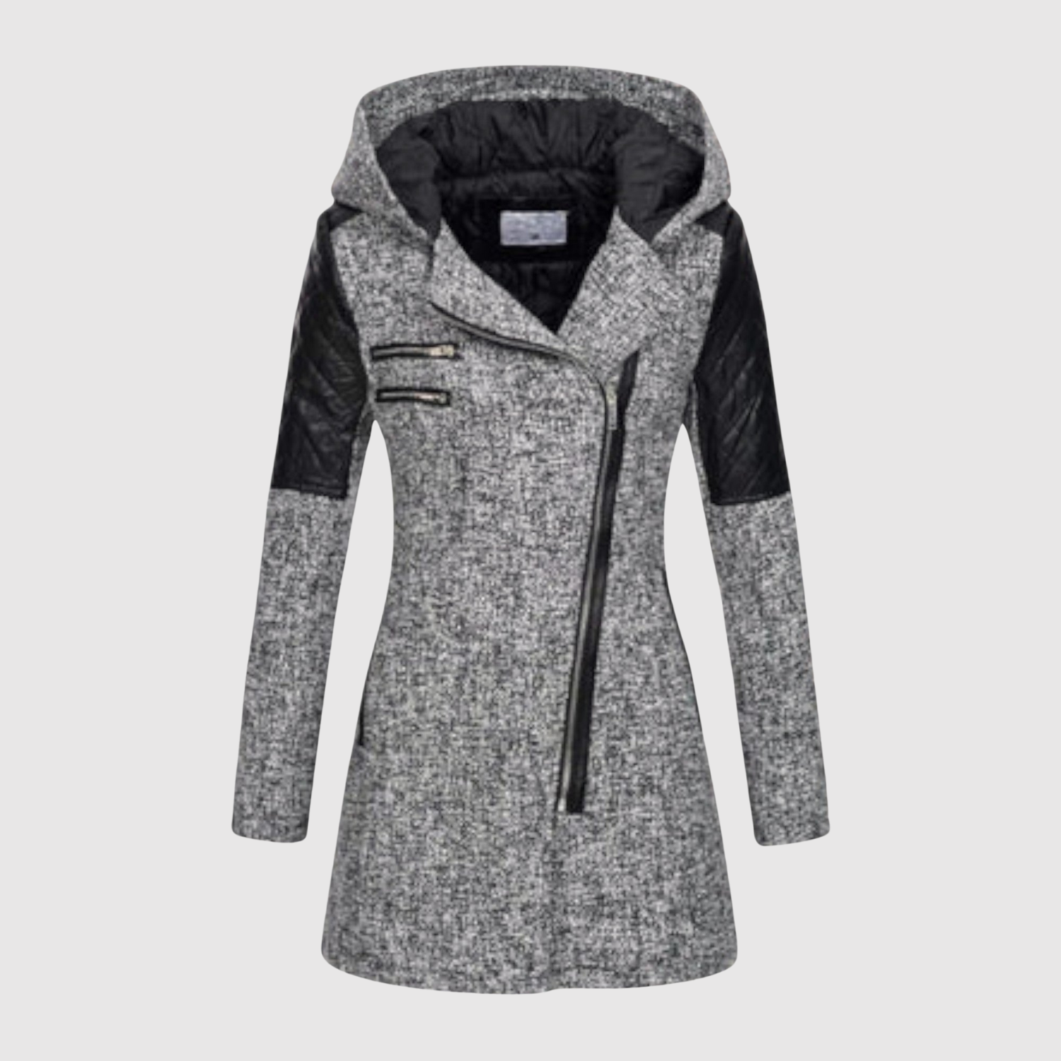 Jelena – Długa kurtka z asymetrycznym zamkiem