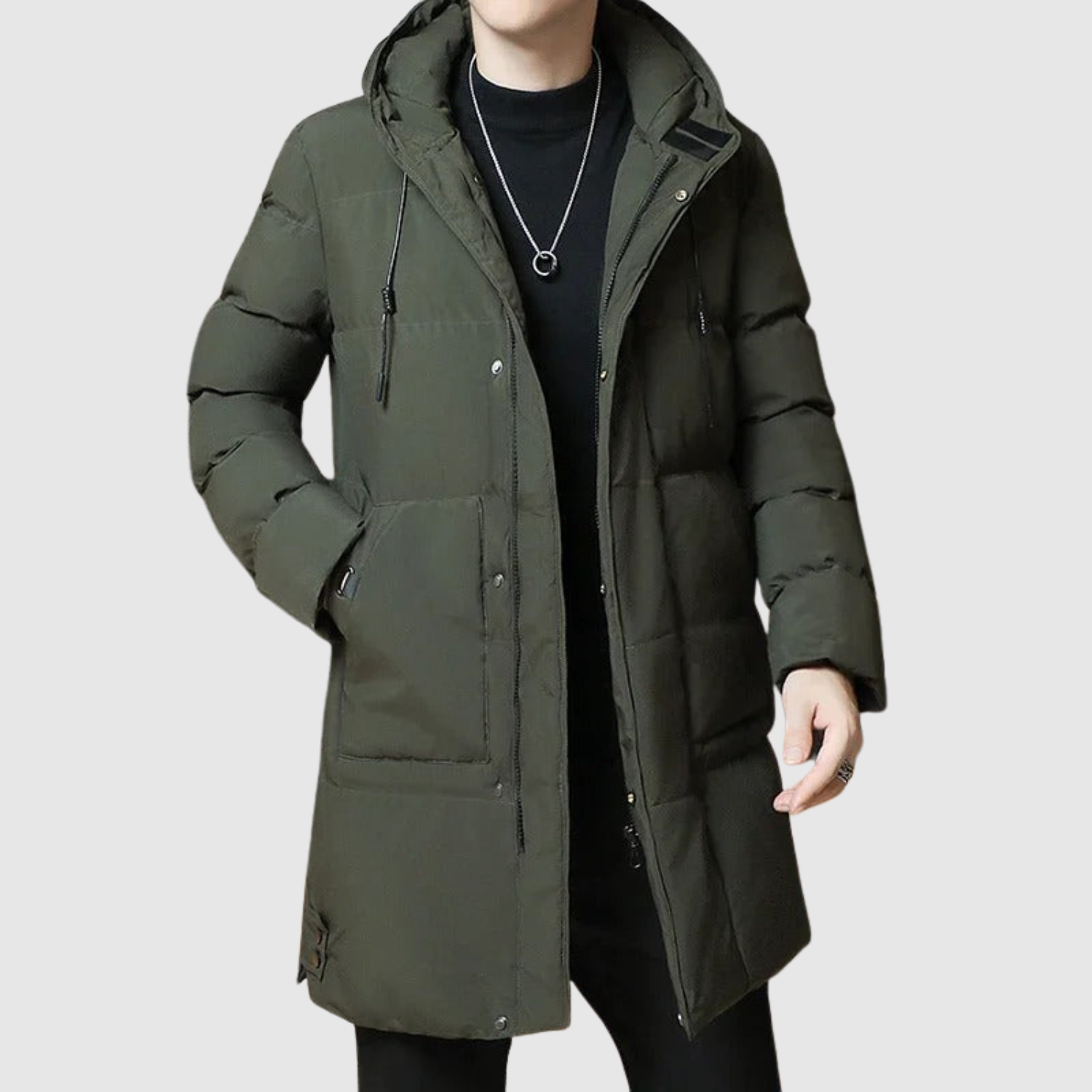 Marek – Długa puchowa kurtka z kapturem