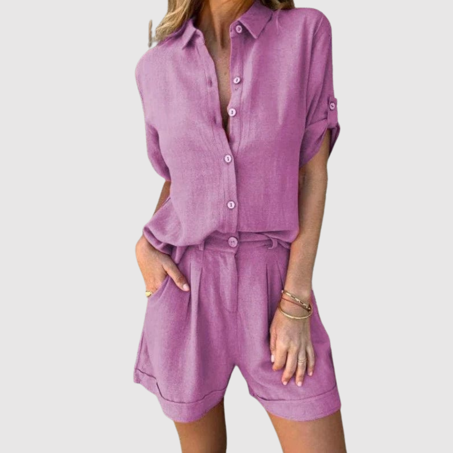 Natálie – Nieformalny komplet z koszulą i szortami