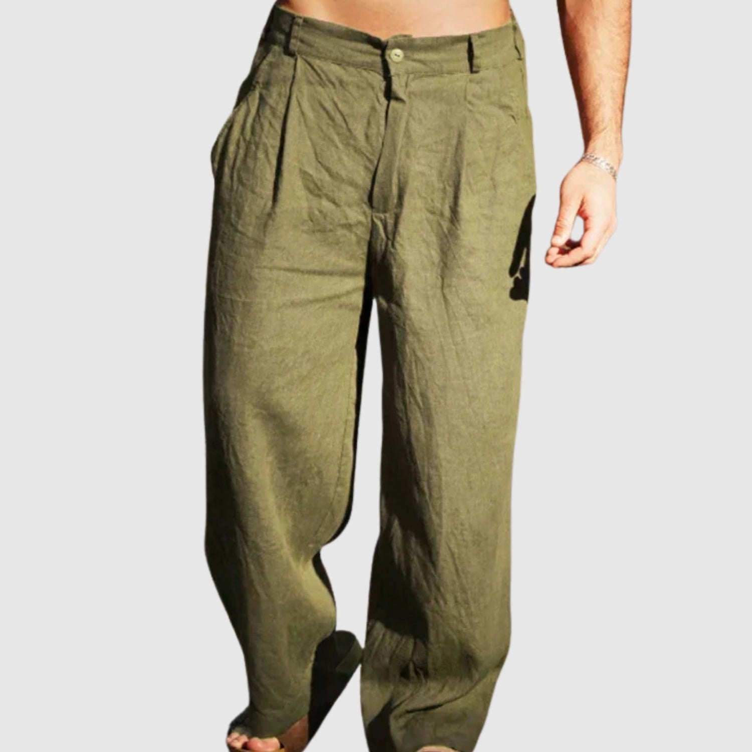 Leo – Letnie lniane spodnie z szerokimi nogawkami