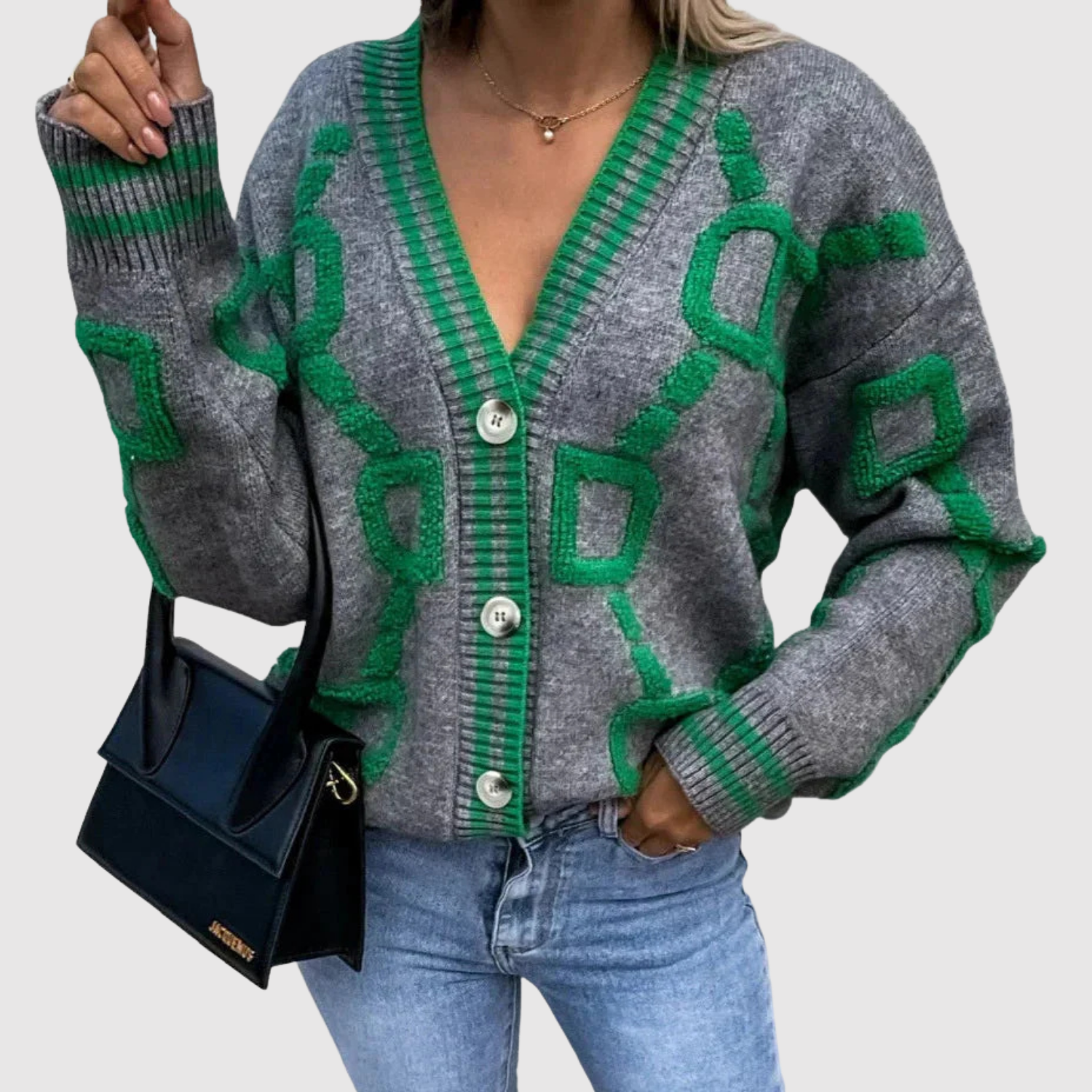 Nora – Kardigan z graficznym wzorem