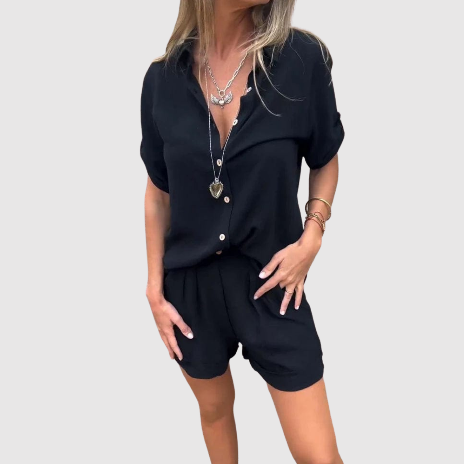 Natálie – Nieformalny komplet z koszulą i szortami