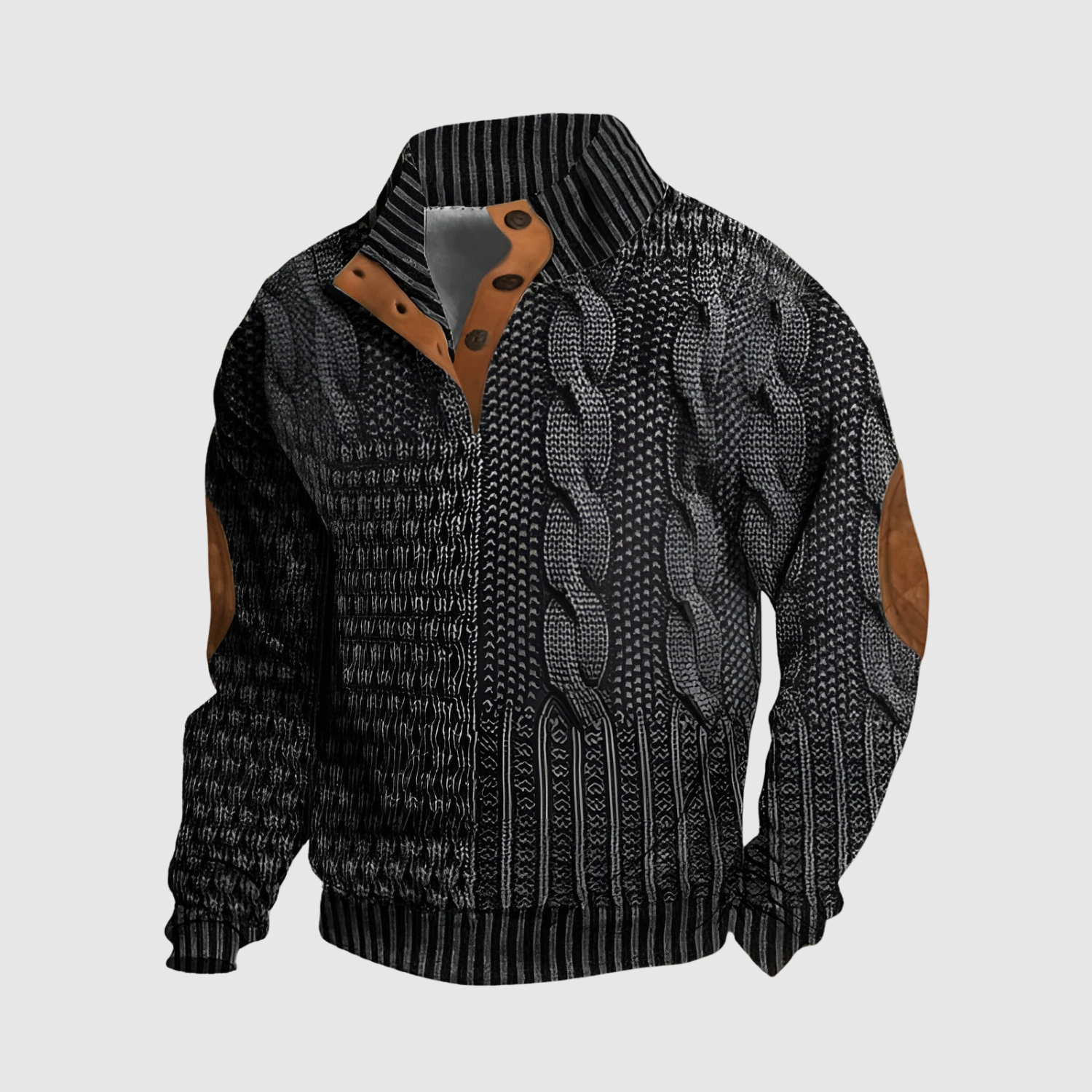 Daniel – Sweter z wzorem i kontrastującymi detalami