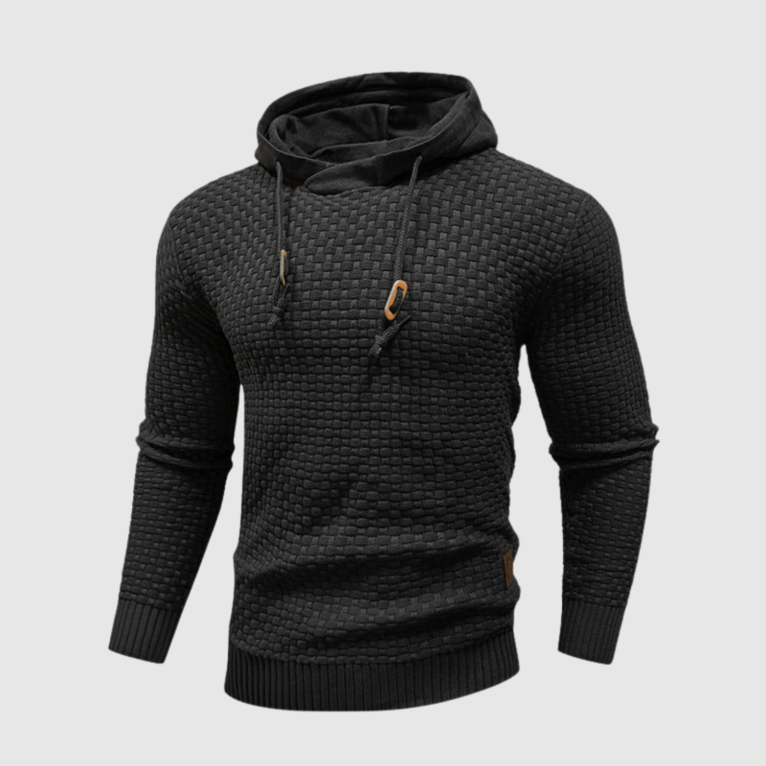 Daniel – Męski sweter dzianinowy z kapturem i sznurkami
