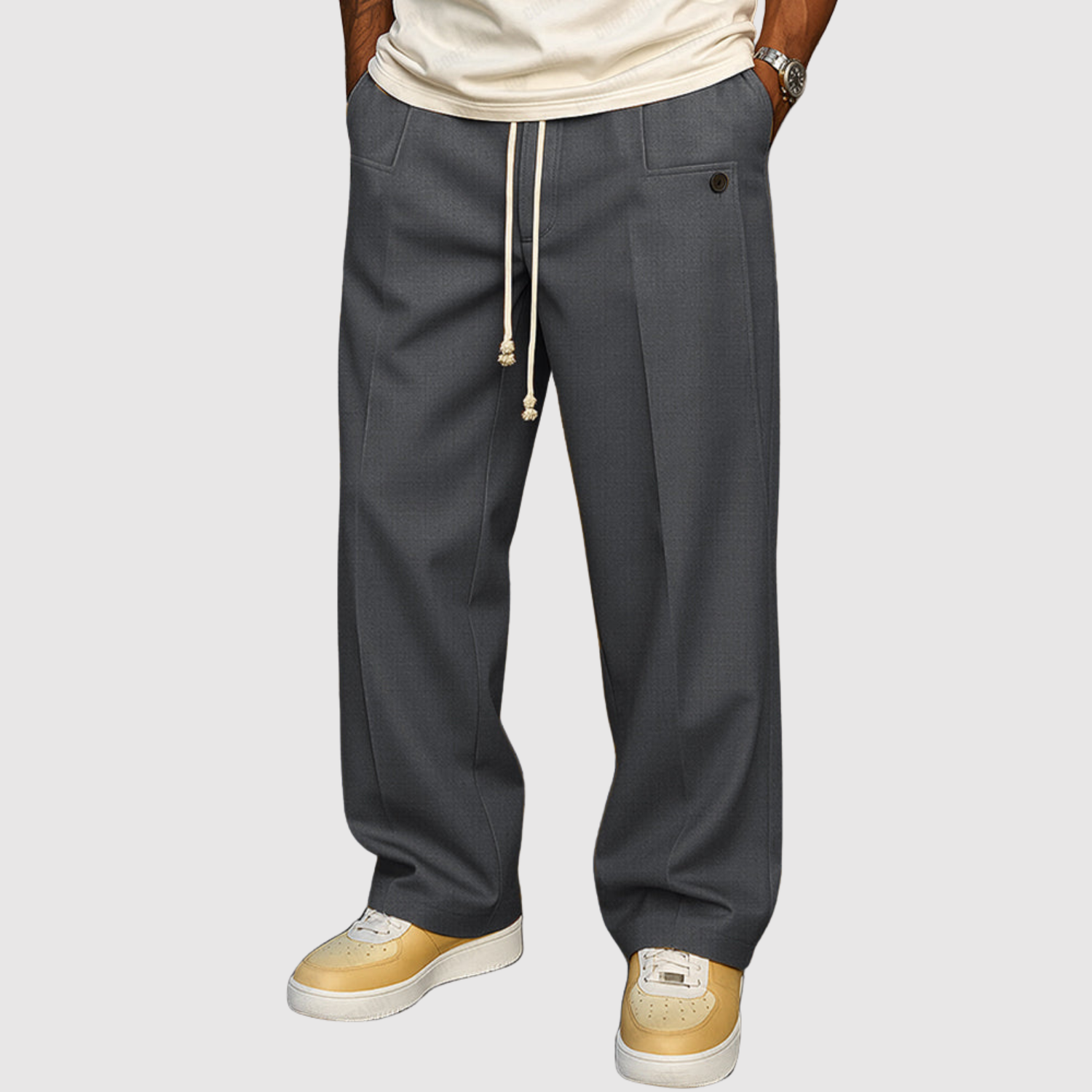 Leo - Codzienne spodnie z sznurkiem w pasie