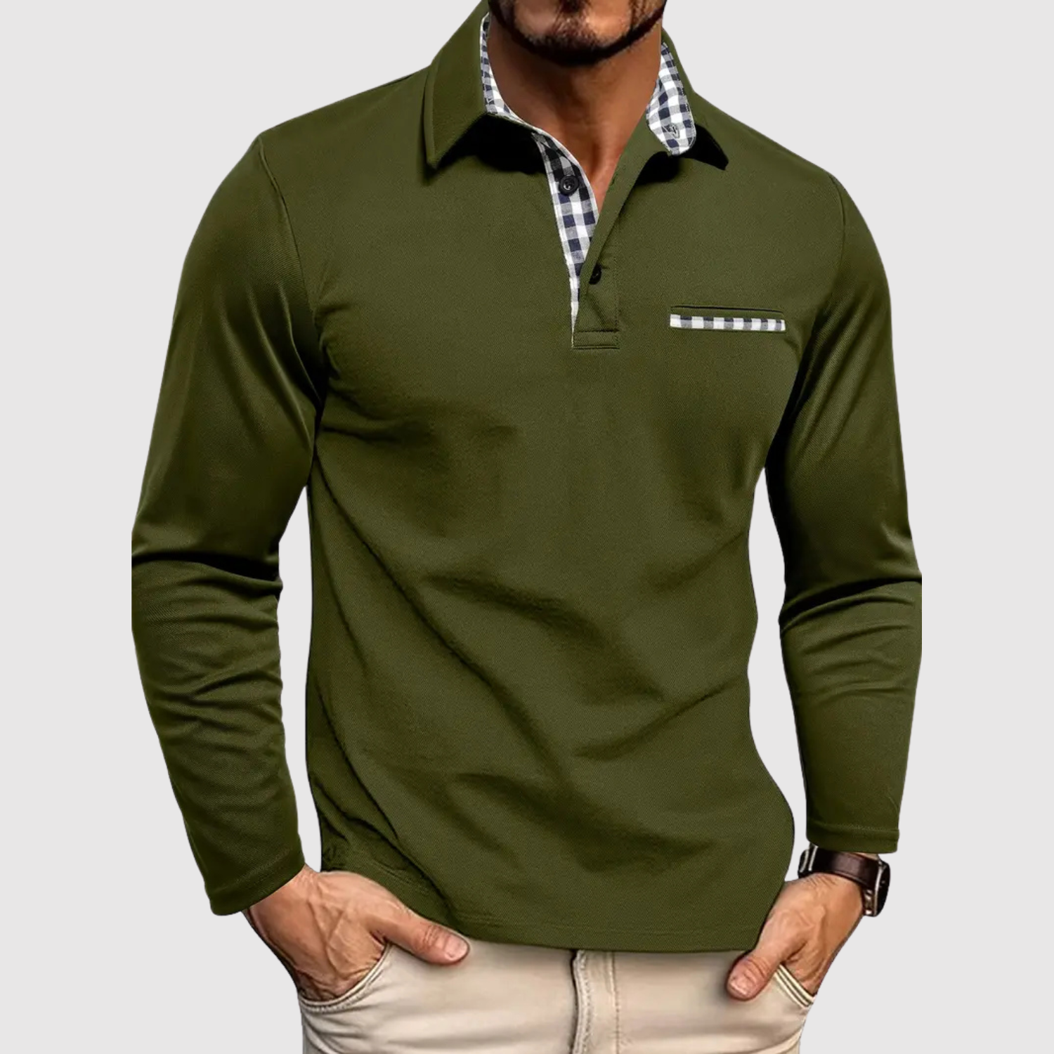 Adrian – Sportowo elegancka koszula z kołnierzem i zamkiem
