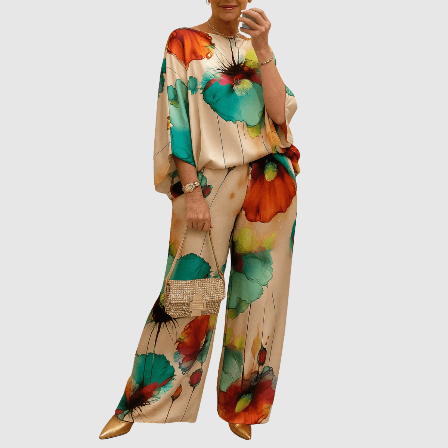 Natálie – Zestaw z satynowymi nadrukami akwarelowymi