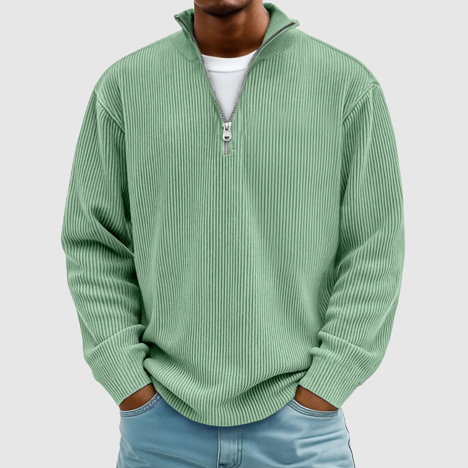 Daniel - Sweterek z zamkiem i efektem zamszu