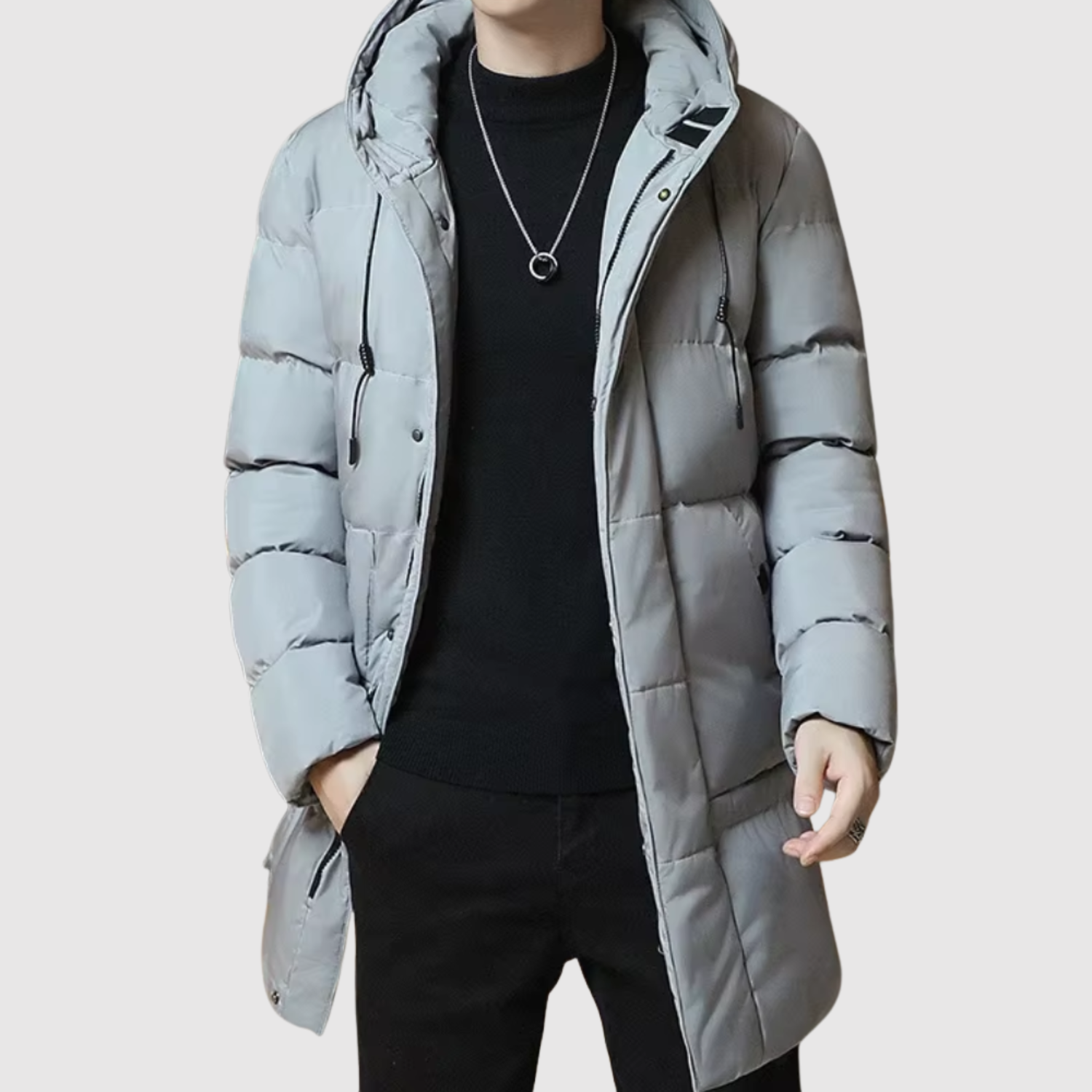 Marek – Długa puchowa kurtka z kapturem