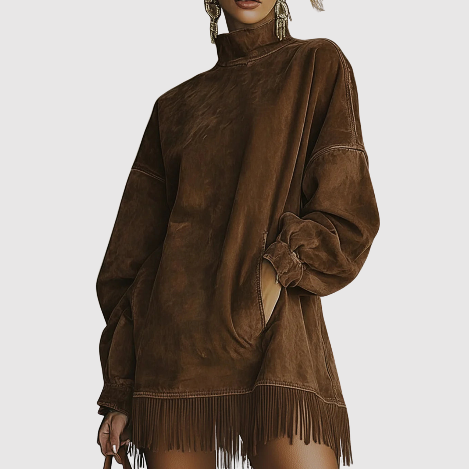 Eliška – Stylowa sukienka z frędzlami i luźnym krojem