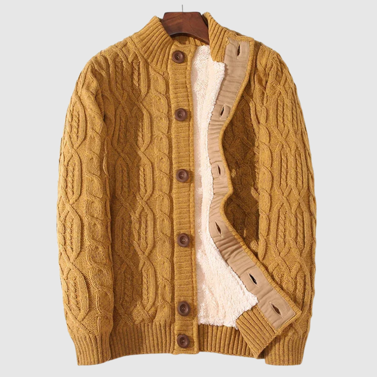 Šimon – Pleciony kardigan z guzikami i podszewką