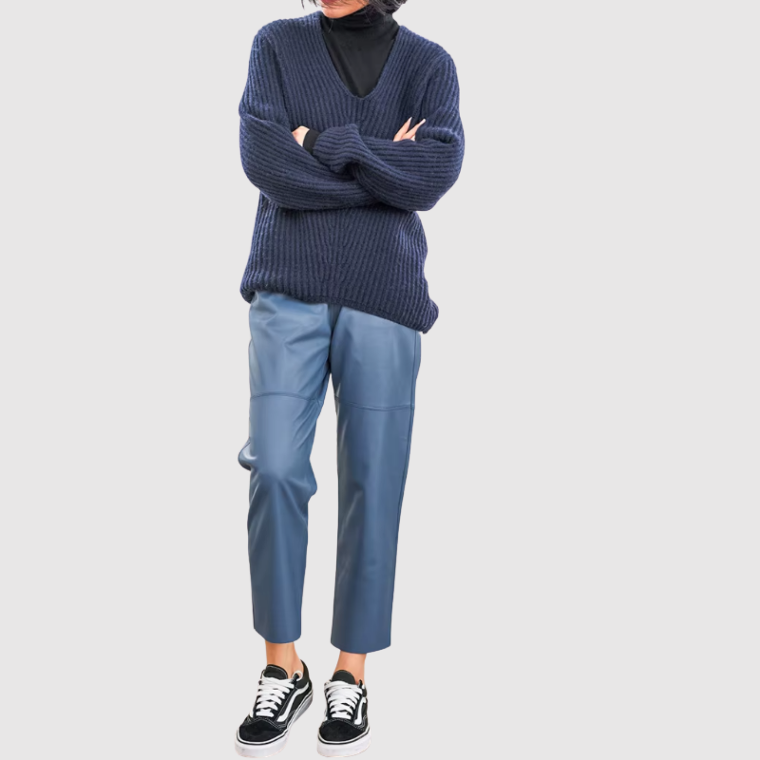 Mira – Spodnie z materiału skórzanego z elastycznym pasem