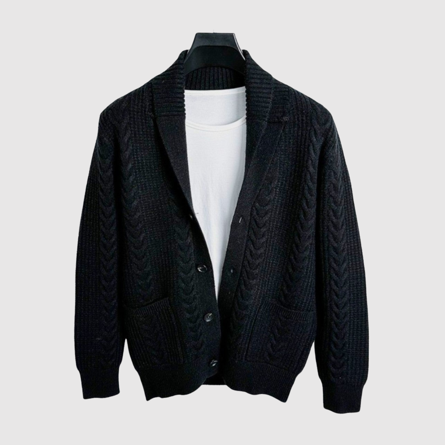 Šimon - Kardigan z rybim splotem i rewersem