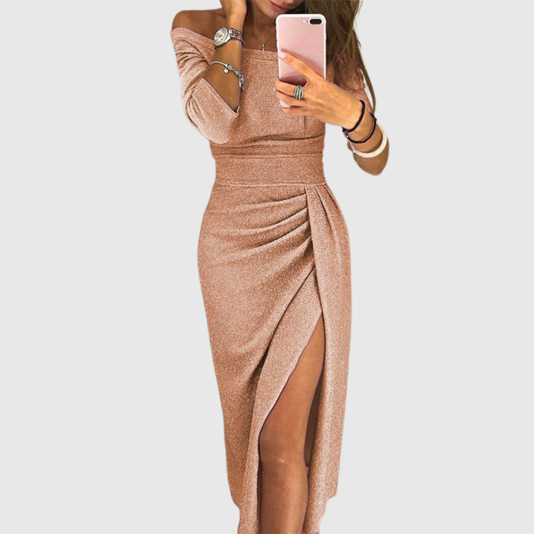 Eliška - Elegancka sukienka z wysokim rozcięciem