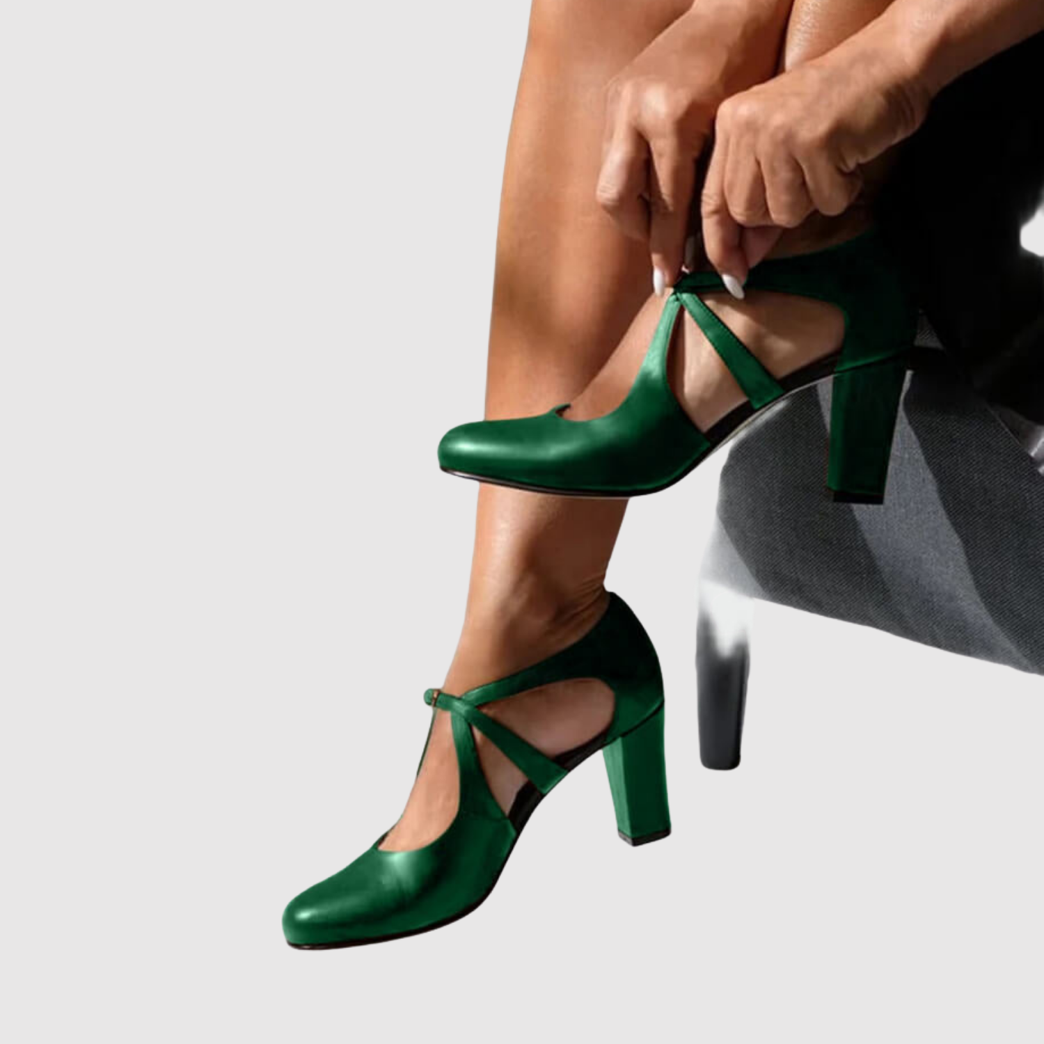 Teodora - Szpilki z paskiem T i stabilnym obcasem